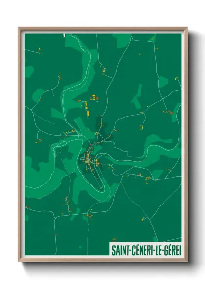 Une affiche de carte sur Saint-Céneri-le-Gérei