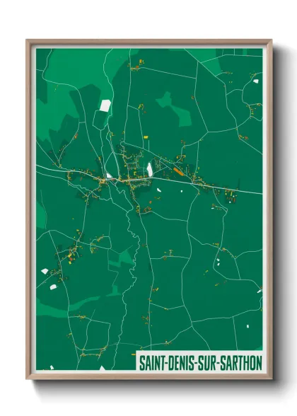 Une affiche de carte sur Saint-Denis-sur-Sarthon
