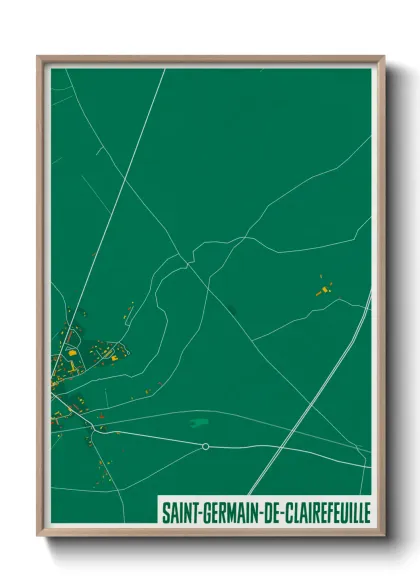 Une affiche de carte sur Saint-Germain-de-Clairefeuille