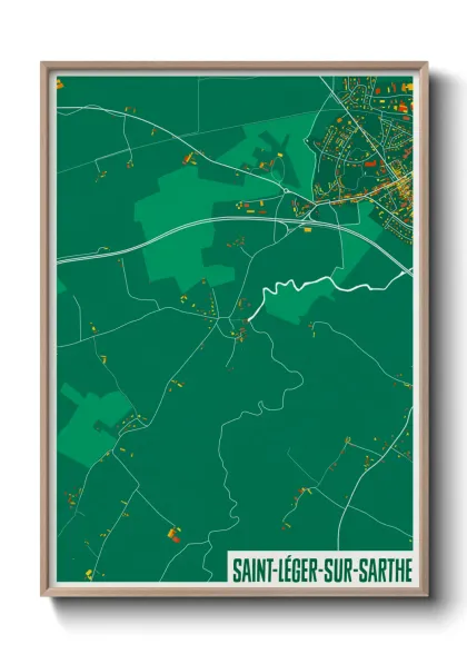 Une affiche de carte sur Saint-Léger-sur-Sarthe