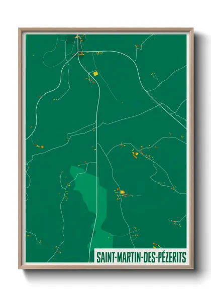 Une affiche de carte sur Saint-Martin-des-Pézerits