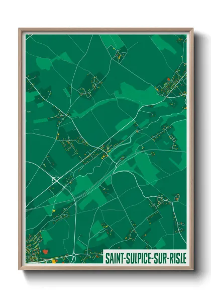 Une affiche de carte sur Saint-Sulpice-sur-Risle
