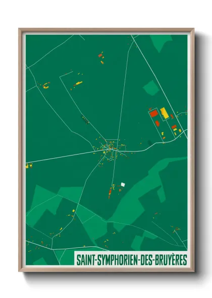 Une affiche de carte sur Saint-Symphorien-des-Bruyères