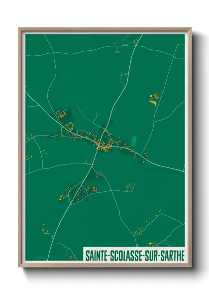 Une affiche de carte sur Sainte-Scolasse-sur-Sarthe