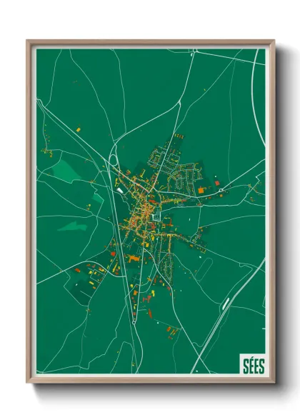 Une affiche de carte sur Sées