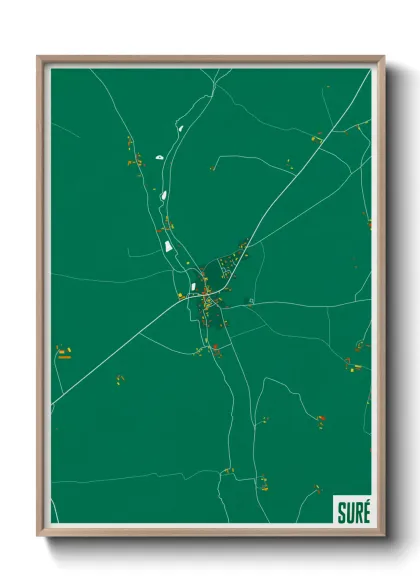Une affiche de carte sur Suré