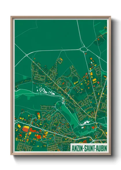 Une affiche de carte sur Anzin-Saint-Aubin