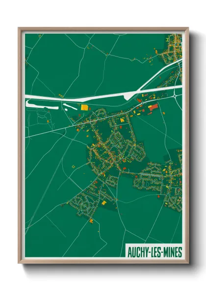 Une affiche de carte sur Auchy-les-Mines