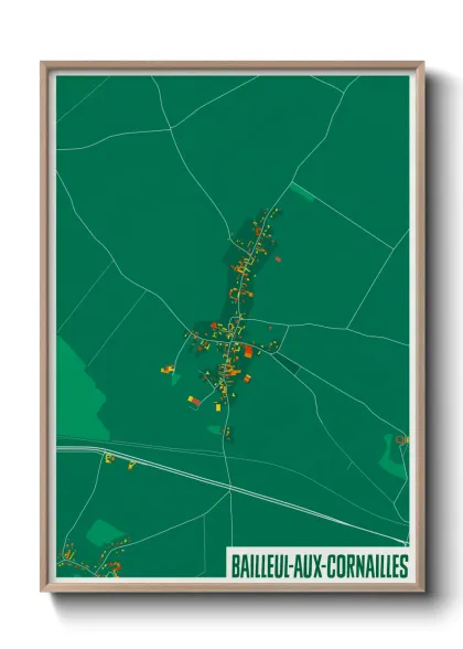 Une affiche de carte sur Bailleul-aux-Cornailles