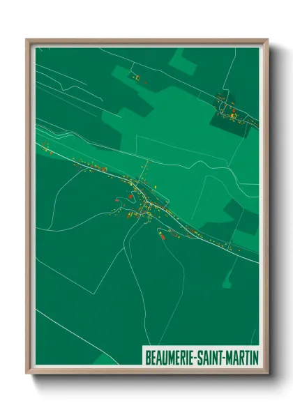 Une affiche de carte sur Beaumerie-Saint-Martin