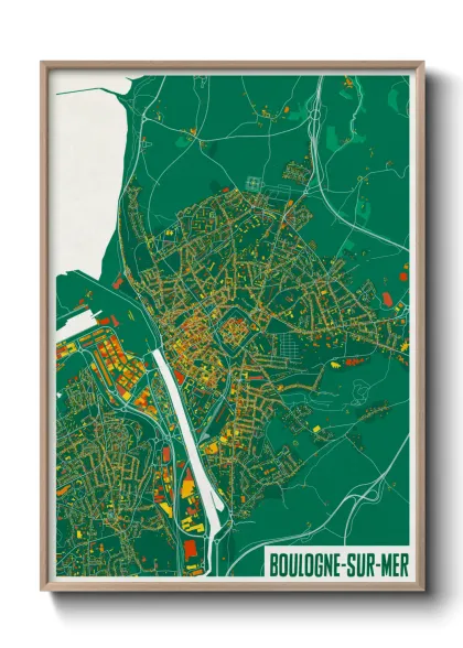 Une affiche de carte sur Boulogne-sur-Mer