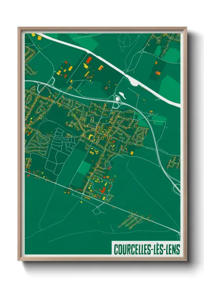 Une affiche de carte sur Courcelles-lès-Lens