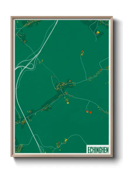 Une affiche de carte sur Echinghen