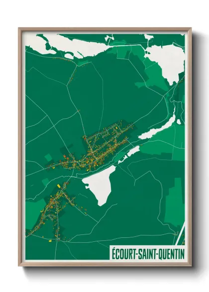 Une affiche de carte sur Écourt-Saint-Quentin