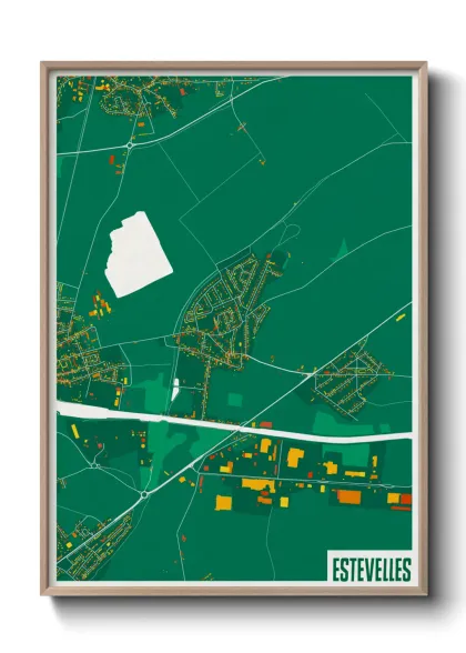 Une affiche de carte sur Estevelles