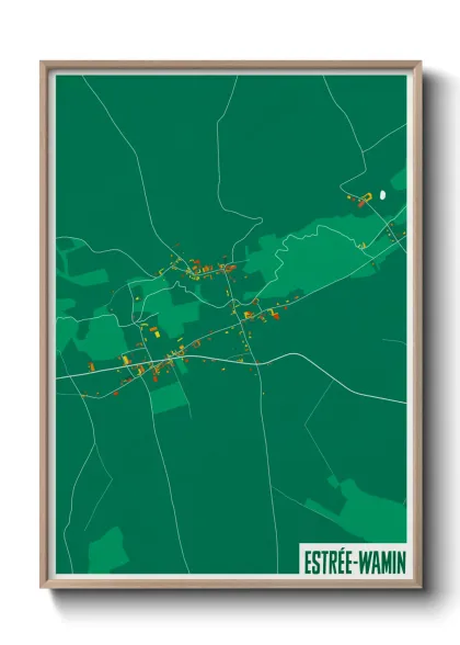Une affiche de carte sur Estrée-Wamin