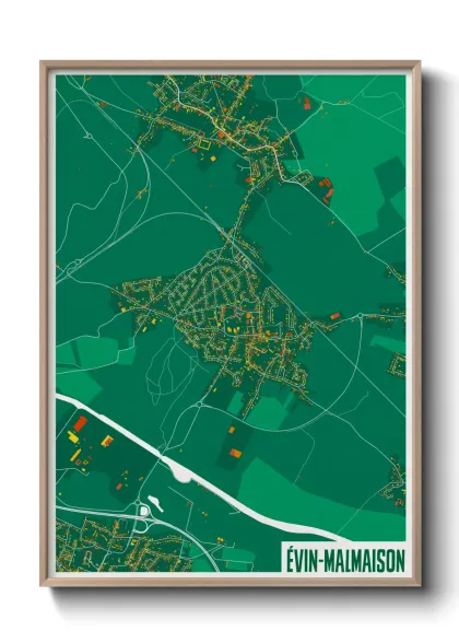 Une affiche de carte sur Évin-Malmaison