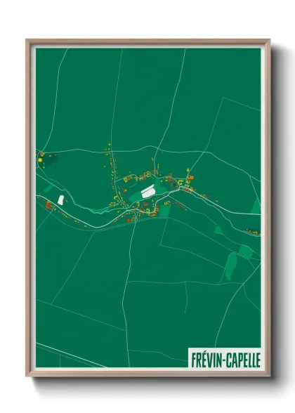 Une affiche de carte sur Frévin-Capelle