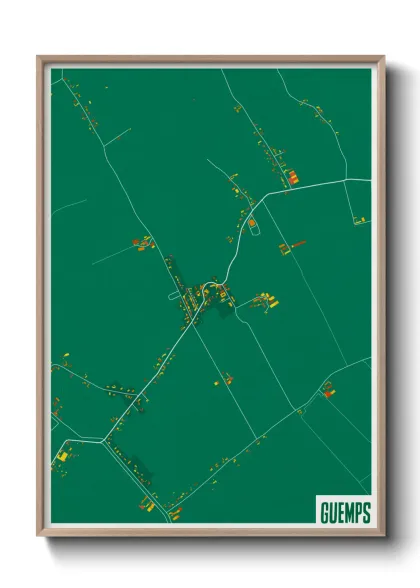 Une affiche de carte sur Guemps