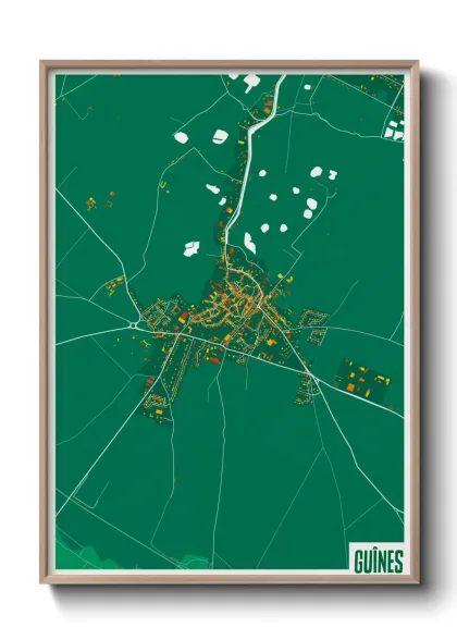 Une affiche de carte sur Guînes