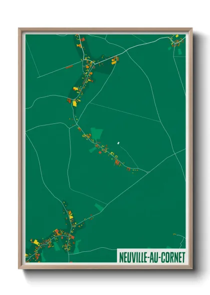 Une affiche de carte sur Neuville-au-Cornet