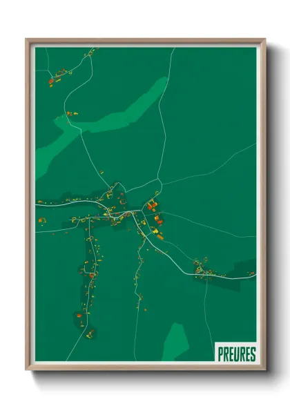 Une affiche de carte sur Preures