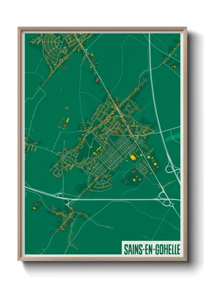 Une affiche de carte sur Sains-en-Gohelle