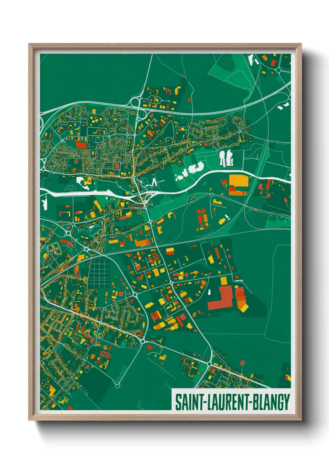 Un poster carte Saint-Laurent-Blangy