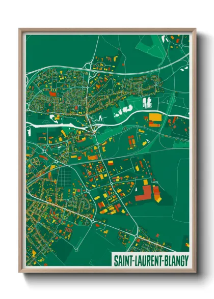 Une affiche de carte sur Saint-Laurent-Blangy