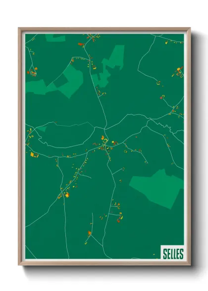 Une affiche de carte sur Selles
