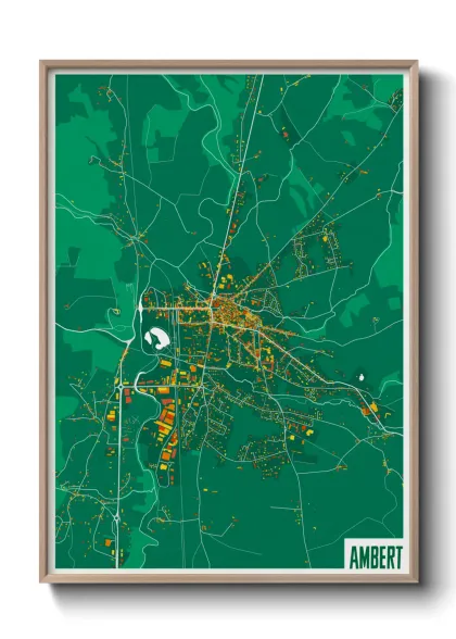 Une affiche de carte sur Ambert