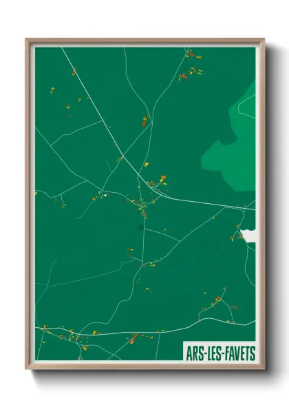 Une affiche de carte sur Ars-les-Favets