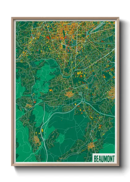 Une affiche de carte sur Beaumont