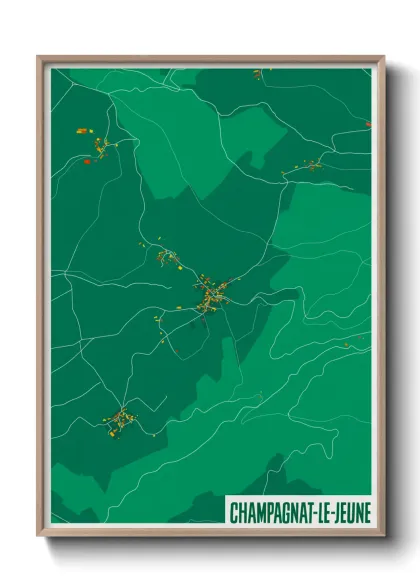 Une affiche de carte sur Champagnat-le-Jeune