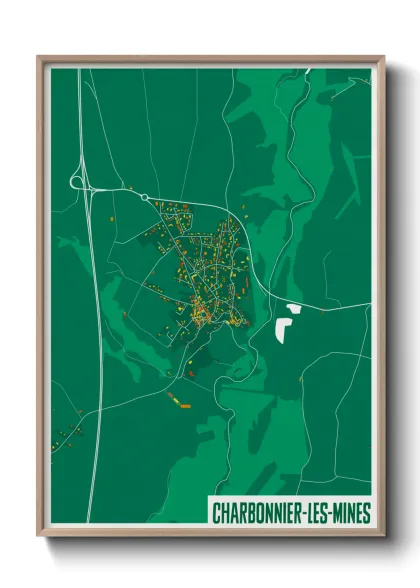 Une affiche de carte sur Charbonnier-les-Mines