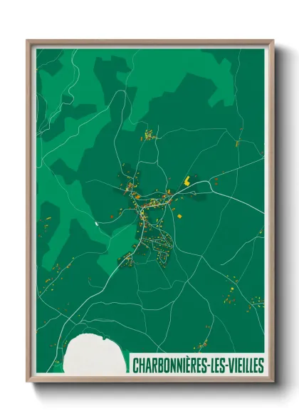 Une affiche de carte sur Charbonnières-les-Vieilles