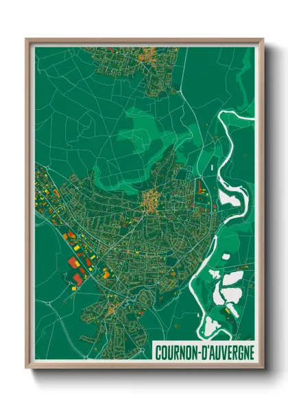 Une affiche de carte sur Cournon-d'Auvergne