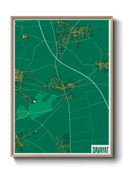 Une affiche de carte sur Davayat