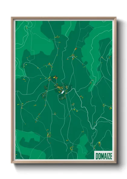 Une affiche de carte sur Domaize