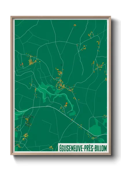 Une affiche de carte sur Égliseneuve-près-Billom