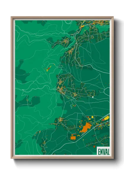 Une affiche de carte sur Enval