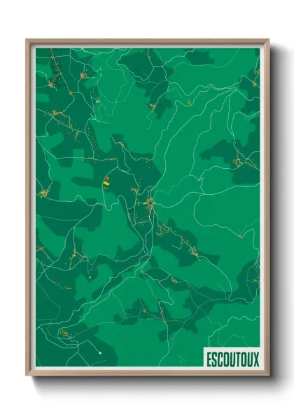 Une affiche de carte sur Escoutoux