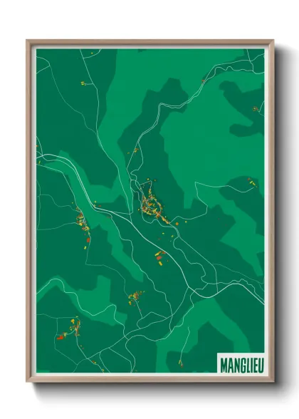 Une affiche de carte sur Manglieu
