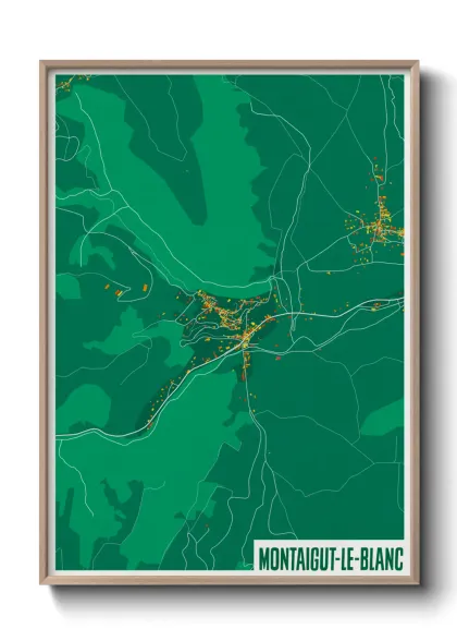 Une affiche de carte sur Montaigut-le-Blanc