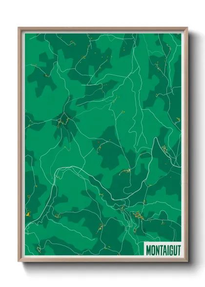 Une affiche de carte sur Montaigut