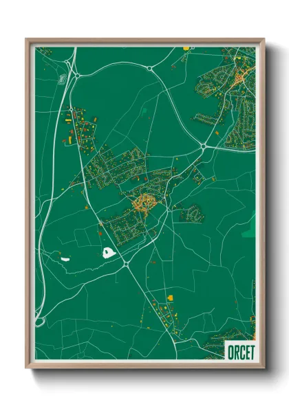 Une affiche de carte sur Orcet