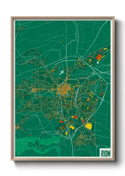 Une affiche de carte sur Riom