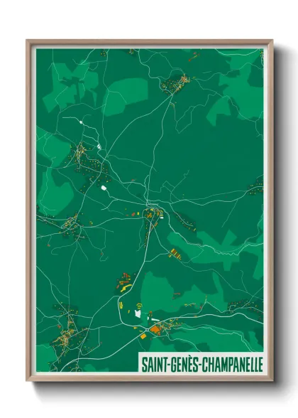 Une affiche de carte sur Saint-Genès-Champanelle