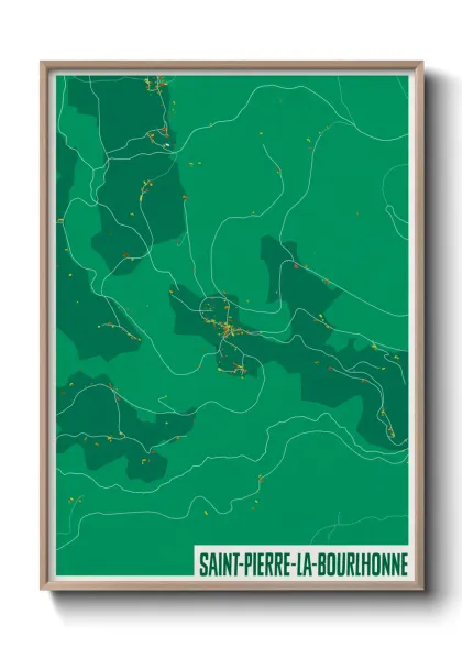 Une affiche de carte sur Saint-Pierre-la-Bourlhonne