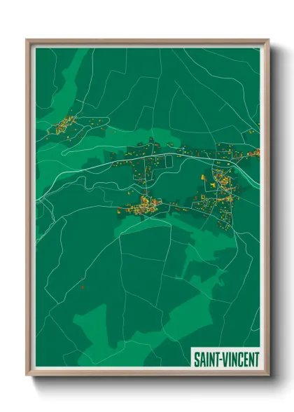 Une affiche de carte sur Saint-Vincent